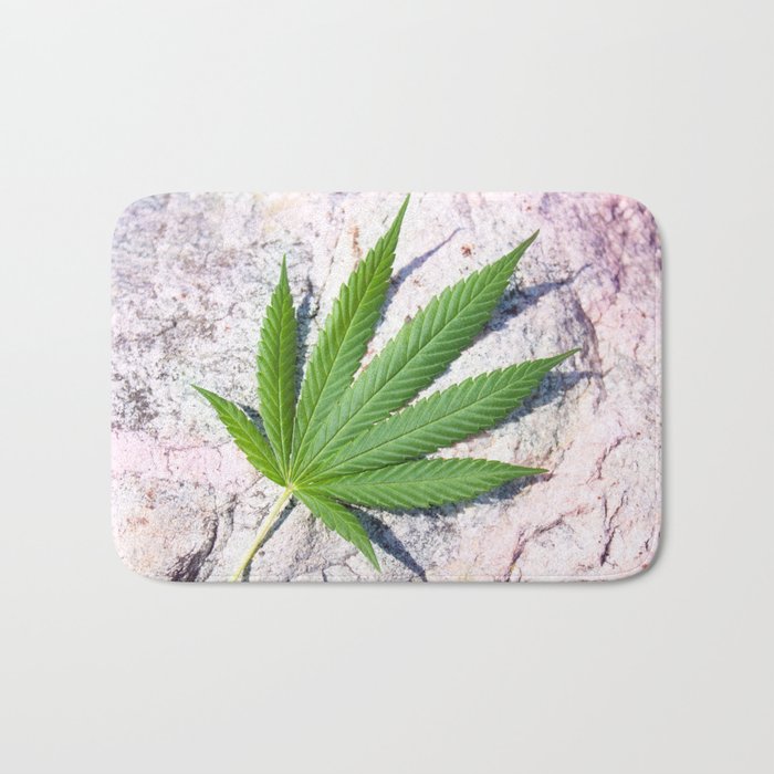 Cannabis On Stone Bath Mat