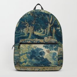Antique 17th Century Flemish Verdure Lovers Landscape Tapestry Backpack | Rococo, Boho, 19Thcentury, Farmhouse, Forest, Beautiful, Pastoral, 18Thcentury, Tapestry, European 