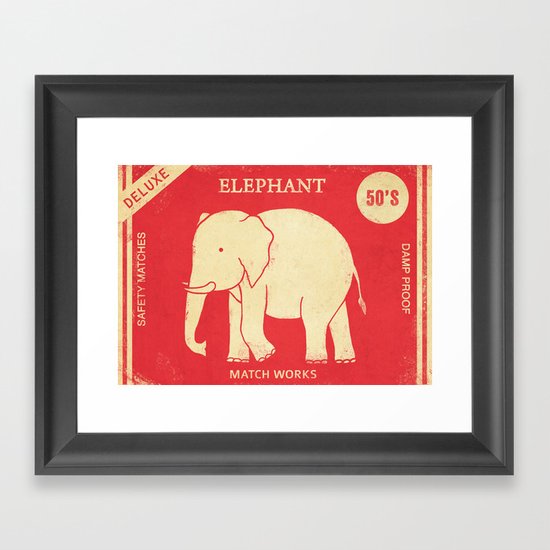 Elephant Safety Matches Framed Art Print