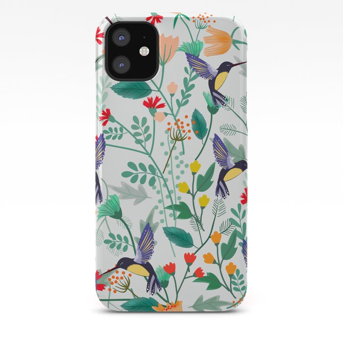 Hummingbirds and Summer Flowers iPhone Case