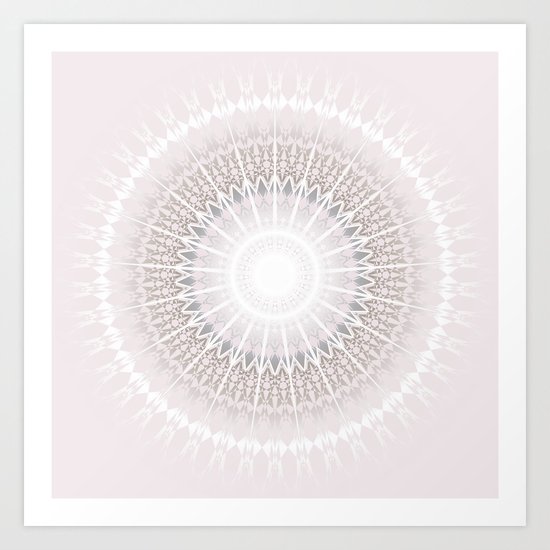 Pastel Gray Mandala Art Print