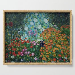 Flower Garden Riot of Colors by Gustav Klimt Serving Tray