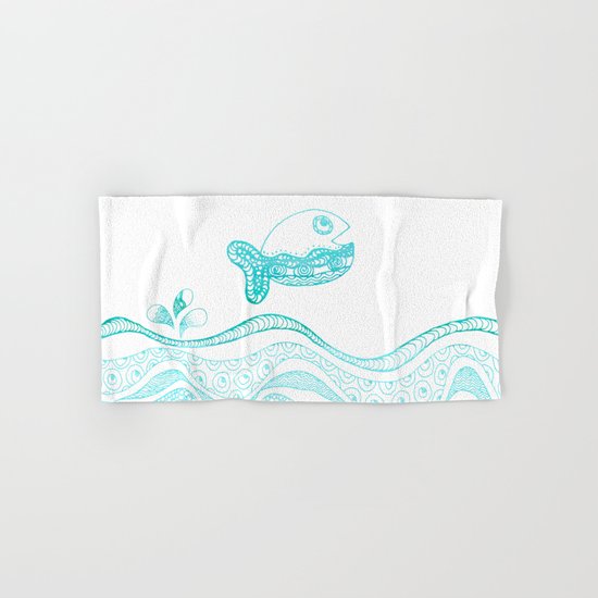 Doodle fish jumping out of the water-Maritime on #Society6 Hand & Bath Towel