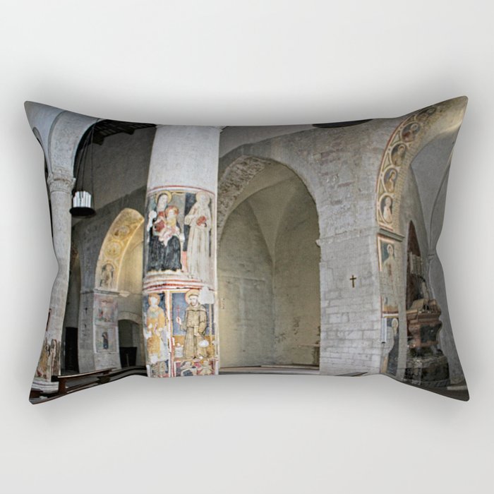 Religious Medieval Paintings, Saint Francis Church, Narni, Italy Rectangular Pillow
