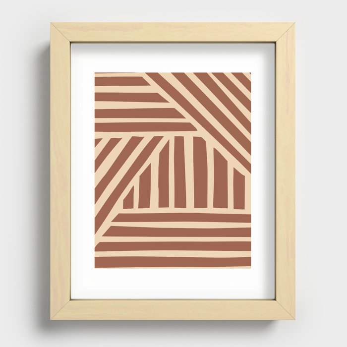 Abstract Shapes 218 in Terracotta and Beige Recessed Framed Print