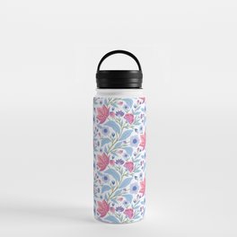 Indian Floral Vines Baby Blues and Pinks Water Bottle