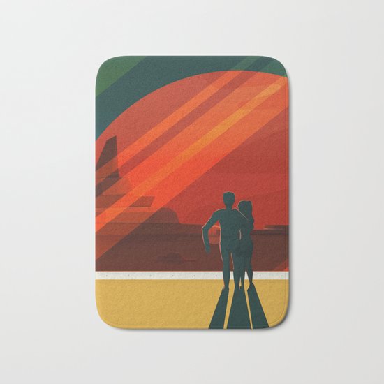 THE MOONS OF MARS - Phobos & Deimos | Space | X | Retro | Vintage | Futurism | Sci-Fi | Two Bath Mat