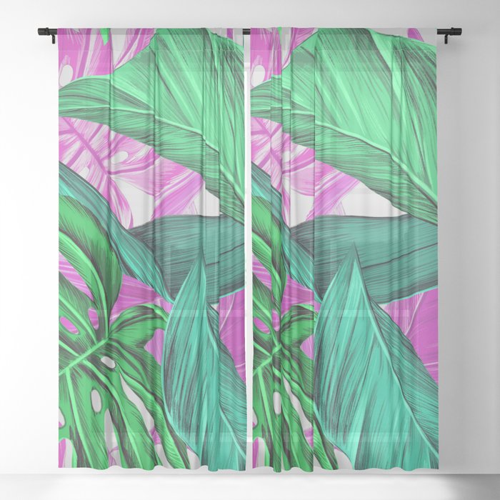 Tropical Flora Sheer Curtain