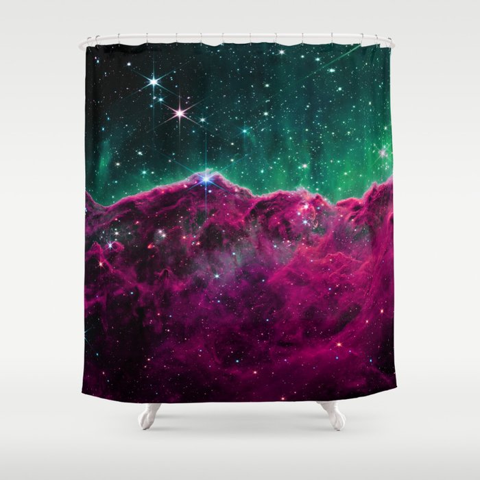 Cosmic Cliffs Carina Nebula Deep Fuchsia Teal Shower Curtain