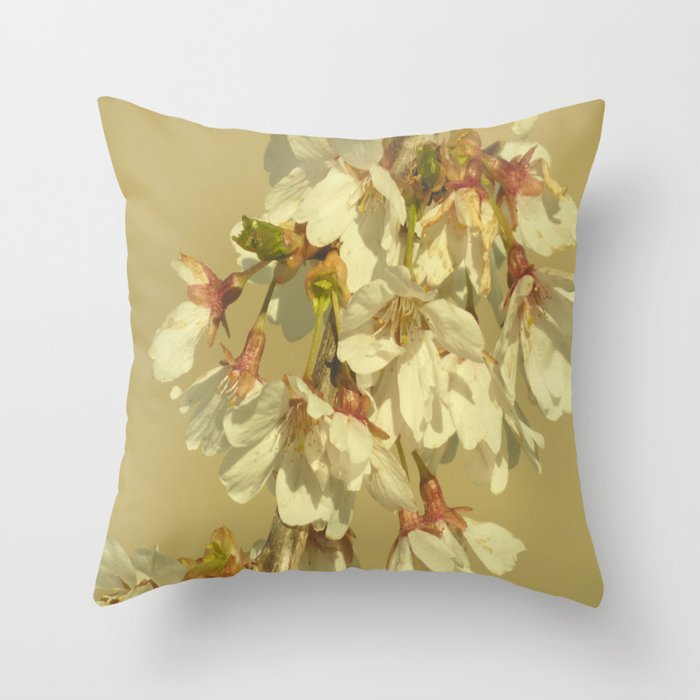 Scottish Highlands Weeping Cherry Blossom Throw Pillow