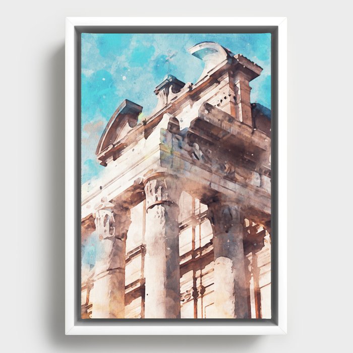 Streets of Rome, Through art and history Framed Canvas