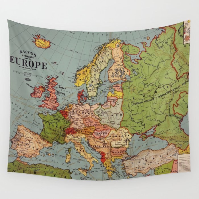 Vintage Europe Map Wall Tapestry by HeritageAndHeart  Society6