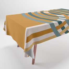 Arches Composition in Teal and Mustard Yellow Tablecloth