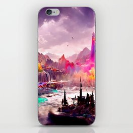 Medieval Town in a Fantasy Colorful World iPhone Skin