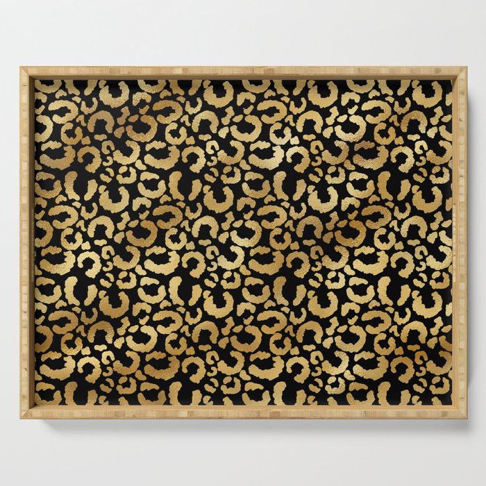 Leopard Gold Black Modern Collection Serving Tray