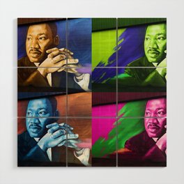 Martin Luther King African American civil rights black lives matter colorful collage portrait painting Wood Wall Art