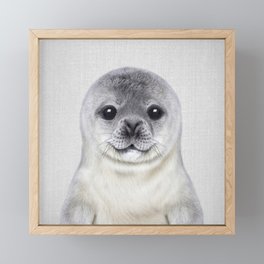 Baby Seal - Colorful Framed Mini Art Print