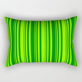 [ Thumbnail: Chartreuse & Green Colored Striped/Lined Pattern Rectangular Pillow ]