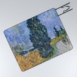Road with Cypress and Star Picnic Blanket