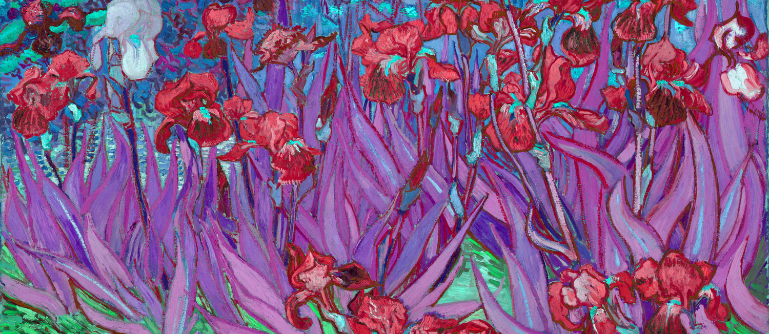 Vincent Van Gogh Irises Painting Cranberry Purple Palette Coffee