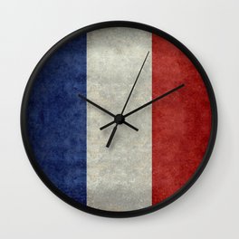 French Flag with grungy textures Wall Clock