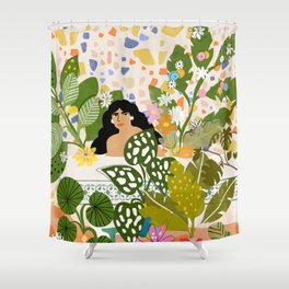 Bathing with Plants Shower Curtain