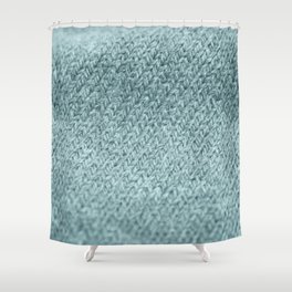 Close up of green knitted textured background.  Shower Curtain