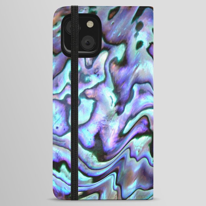 Blue Abalone Pearl Shell iPhone Wallet Case