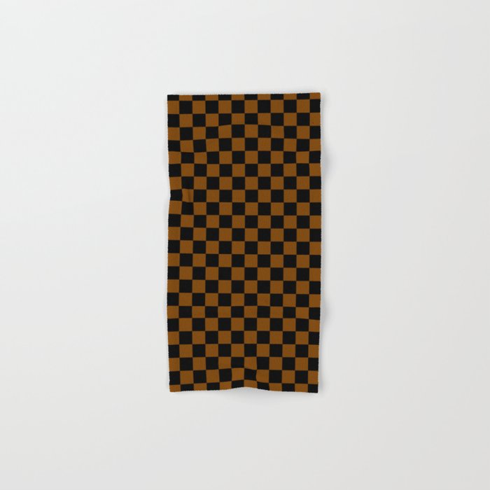 Black and Chocolate Brown Checkerboard Hand & Bath Towel by  ColorfulPatterns