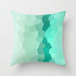 Pastel green, blue and white Stained glass abstract art Throw Pillow