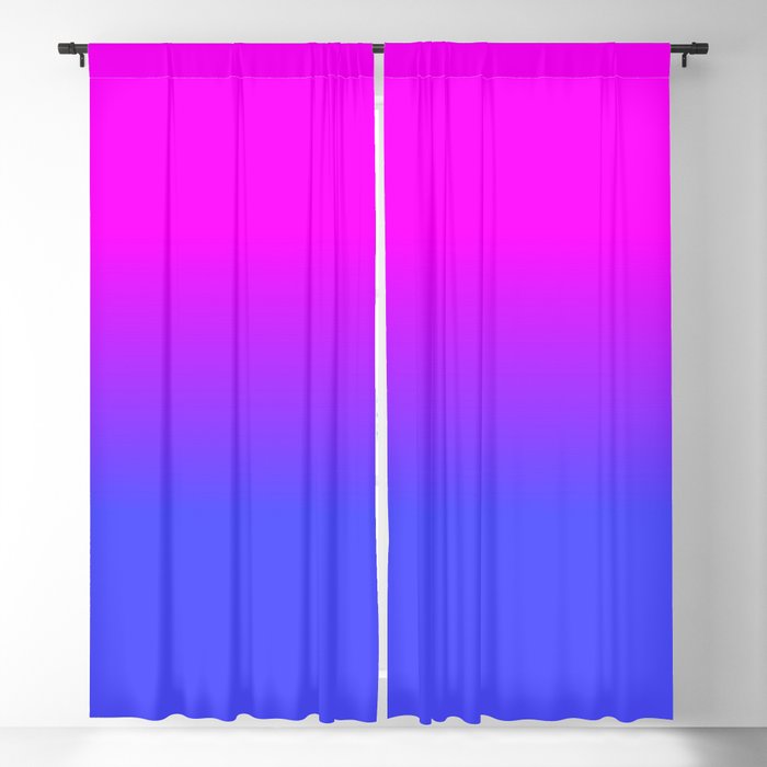 Neon Blue and Hot Pink Ombré Shade Color Fade Blackout Curtain