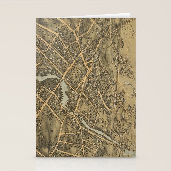 Vintage Pictorial Map of Stamford CT (1875) Stationery Cards by