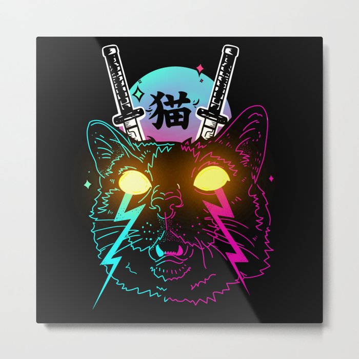 Cyber Cat Metal Print