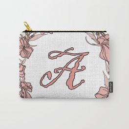 Letter A Rose Pink Initial Monogram - Letter a Carry-All Pouch