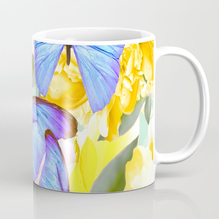 Bright Blue Butterflies Yellow Flowers #decor #society6 #buyart Coffee Mug