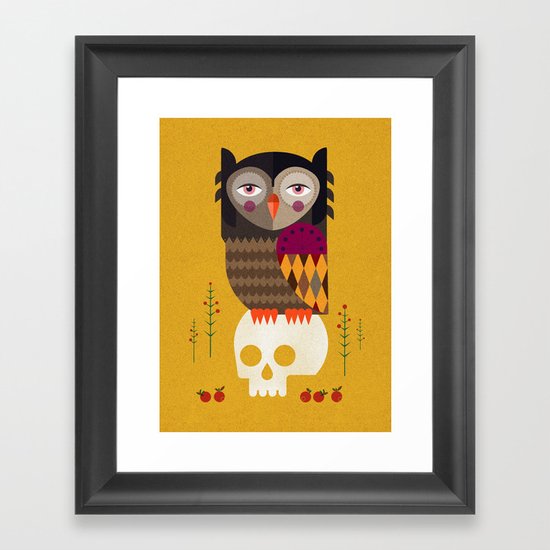 Owl with Skull Framed Art Print