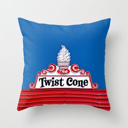 Ice Cream Vintage Shop Sign Twist Cone Throw Pillow