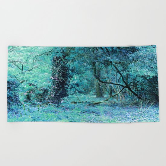 Aqua Teal Tree Landscape Beach Towel