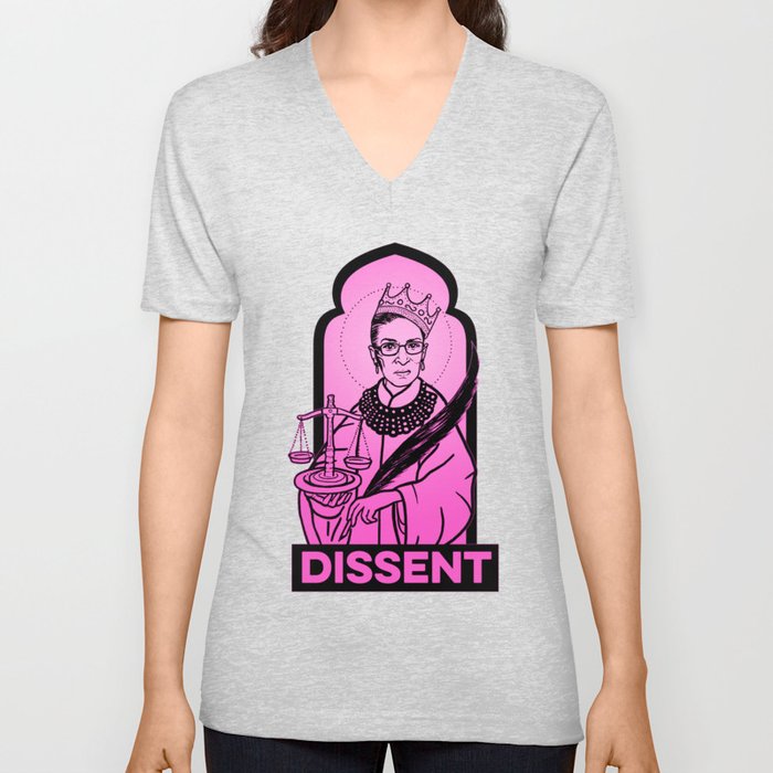 RBG Dissent in Pink V Neck T Shirt