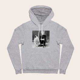 Smoking Boy with Chicken black and white photograph - photography - photographs Hoody