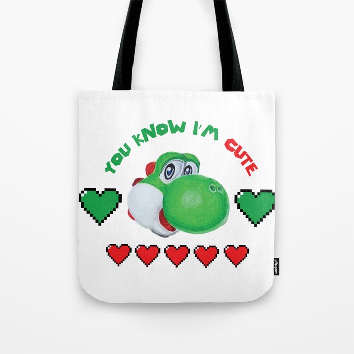 Yoshi You Know I M Cute Tote Bag By Ibkart Society6 Yoshi You Know I M Cute