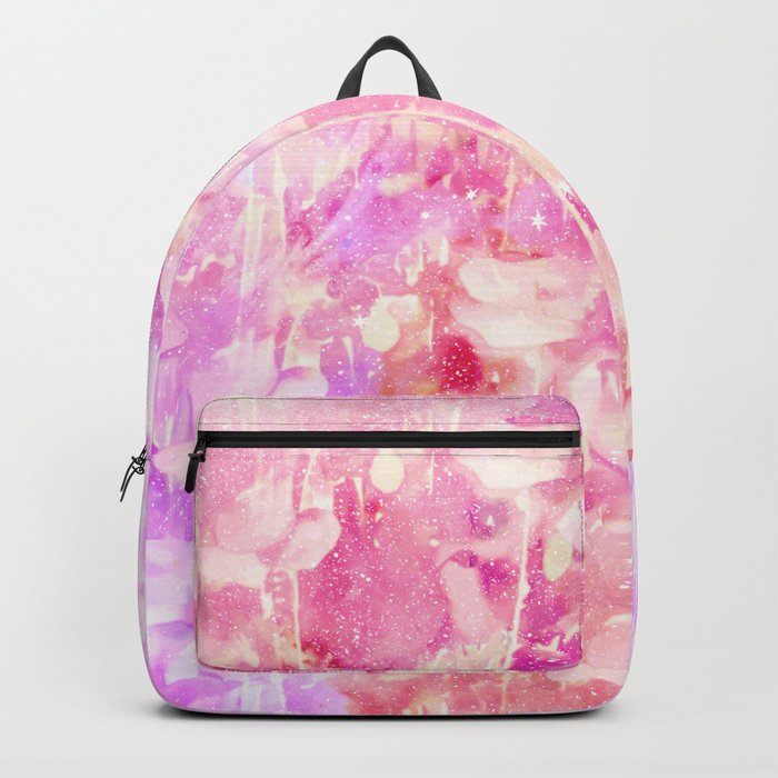 Girly Pink and Purple Painted Sparkly Watercolor Backpack