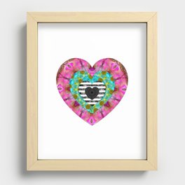 Colorful Pink Aqua Black Hearts Art - Heart Strings Recessed Framed Print