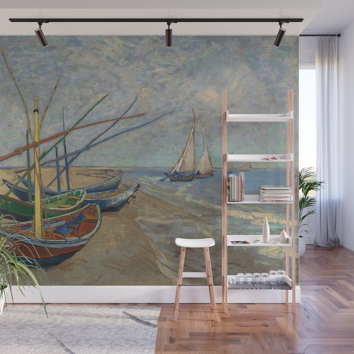 Vincent van Gogh - Fishing Boats on the Beach at Les Saintes-Maries-de-la-Mer Wall Mural