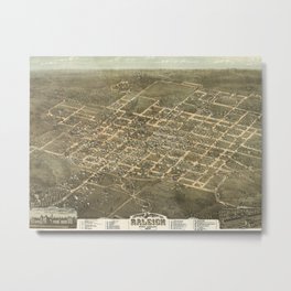 Vintage Pictorial Map of Raleigh NC (1872) Metal Print | Illustration, Vintage, Landscape 