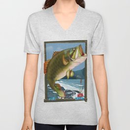 Fishing poster V Neck T Shirt