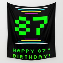 [ Thumbnail: 87th Birthday - Nerdy Geeky Pixelated 8-Bit Computing Graphics Inspired Look Wall Tapestry ]
