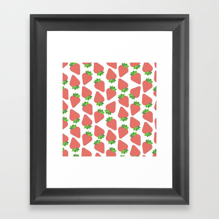 Strawberries Over White Framed Art Print