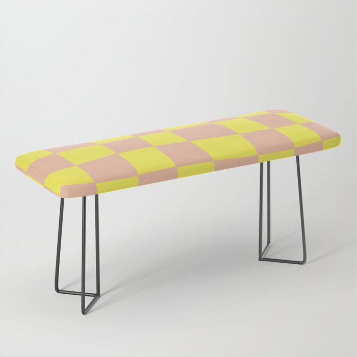 Hand Drawn Checkerboard Pattern (pink/yellow) Bench