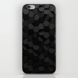 Black abstract hexagon pattern iPhone Skin